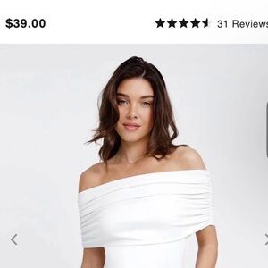 Popilush White Off-Shoulder Bandeau Shawl (top only)